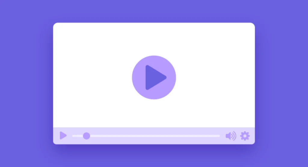 Ein Play-Button über einem Bildschirm, der ein Video anzeigt